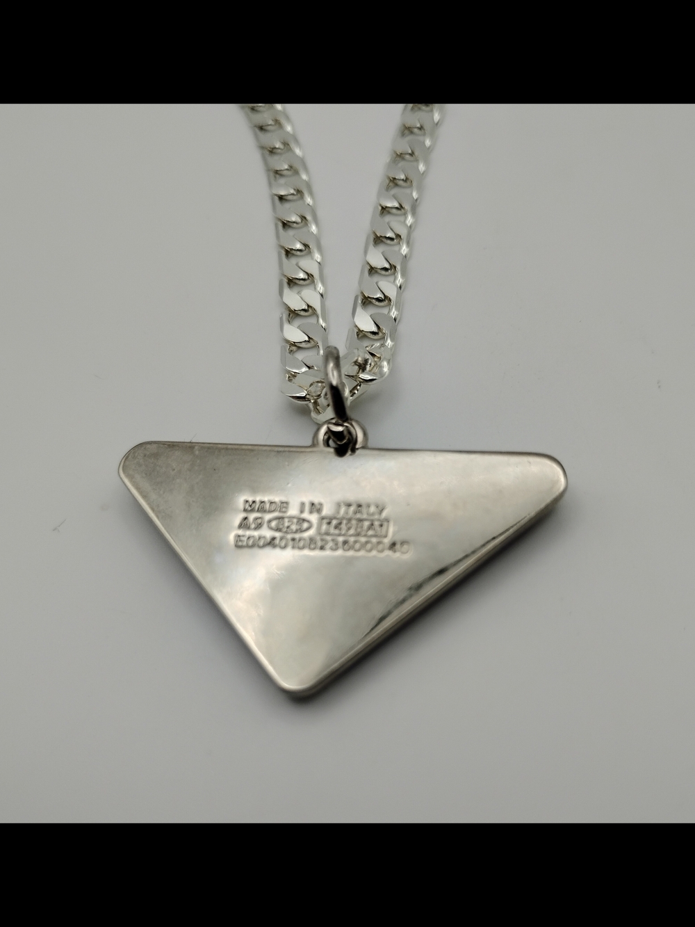 PRADA Milano Fuscia Triangle Logo Pendant On A 925 Sterling Silver Necklace - Picture 11 of 14
